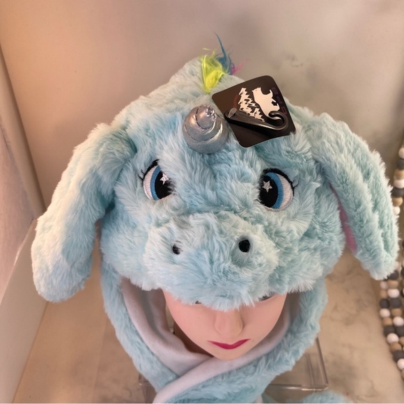 Moving Unicorn Hats Animal Head Hat Cartoon Ears Headwear blue color one size - Picture 6 of 7